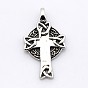 Retro Cross with Ring 304 Stainless Steel Pendants, 47x28x4mm, Hole: 6x7mm