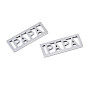 201 Stainless Steel Filigree Joiners, Laser Cut, Rectangle with Word PAPA
