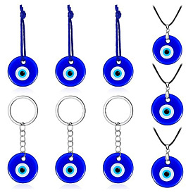 Blue Glass Eye Pendant Necklace with Turkish Evil Eye Charm Jewelry