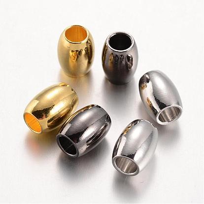 Barrel Brass European Large Hole Beads, 9x7mm, Hole: 4mm