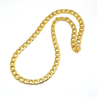 Fashionable 304 Stainless Steel Curb Chain/Twisted Chain Necklaces, with Lobster Claw Clasps, 21 inch~22 inch(533~559mm), 9mm