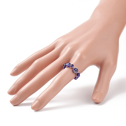 Лэмпворк кольцо на палец со сглазом и плетеным стеклом, украшения из медной проволоки для женщин