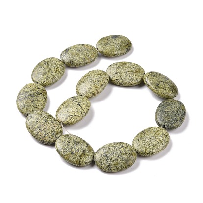 Cordón natural serpentina / verde cuentas de piedra hebras, oval