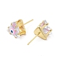 Triangle Glass with Enamel Evil Eye Stud Earrings, Real 18K Gold Plated Brass Jewelry for Women