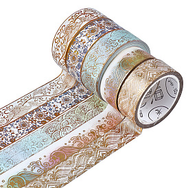 CRASPIRE Foil Masking Tape Sets, DIY Scrapbook Decorative Paper Tapes, Adhesive Tapes, for Craft and Gifts