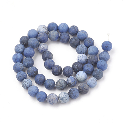 Natural Dumortierite Quartz Beads Strands, Frosted, Round