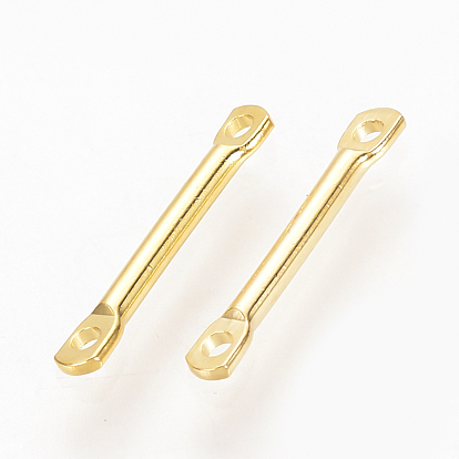 Brass Bar Links/Connectors, Nickel Free, Real 18K Gold Plated
