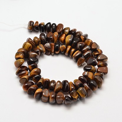 Natural Tiger Eye Chip Beads Strands, 7~9x7~9mm, Hole: 1mm, about 72~83pcs/strand, 15.7 inch