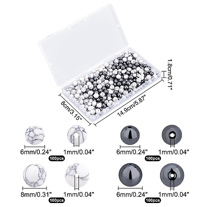 Superfindings 400pcs 4 perles de pierres précieuses synthétiques de style, ronde