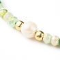 Bracelets de perles tressées en fil de nylon, avec des billes de verre plaquent, perles rondes imitation perle