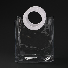 Sac transparent en pvc, avec poignées rondes en cuir pu, pour cadeau ou emballage cadeau, rectangle