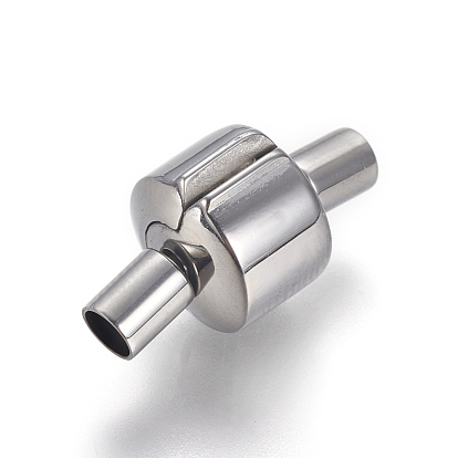 304 Stainless Steel European Clasps, with Cord Ends, Column