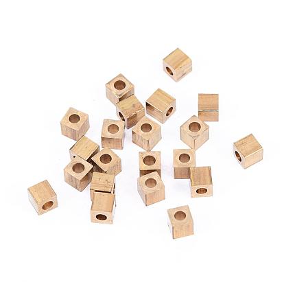 Brass Spacer Beads, Cube, Nickel Free