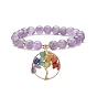 Bracelet extensible de pierre naturelle, yoga chakra mixte pierres précieuses chips arbre de vie bracelet à breloques pour femme