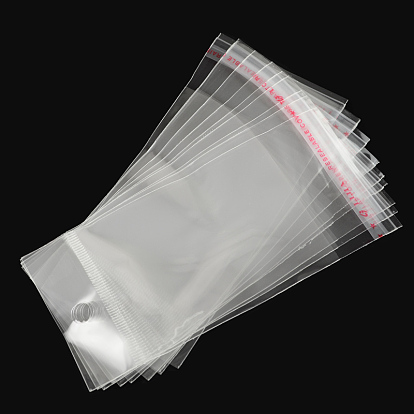 Bolsas de celofán del opp, Rectángulo, 12x5.5 cm, agujero: 8 mm, espesor unilateral: 0.035 mm, medida interior: 7x5.5 cm