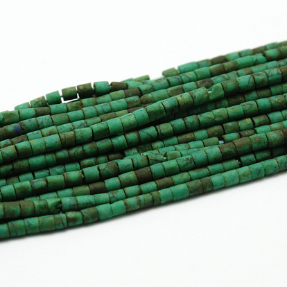 Givrées turquoise synthétique brins heishi de perles, teint, colonne, 1.5~2.5x1.5~2.8mm, Trou: 0.5mm, Environ 160 pcs/chapelet, 12 pouce