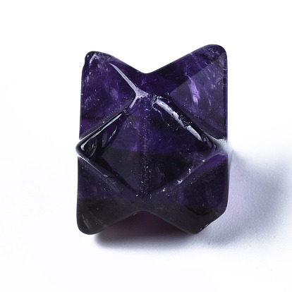 Natural Amethyst Beads, No Hole/Undrilled, Chakra Style, for Wire Wrapped Pendant Making, 3D Shape, Round & Cube & Triangle & Merkaba Star & Bicone & Octagon & Polygon