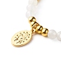 Круглый натуральный белый нефритовый плетеный браслет из бисера для девочек и женщин, овальный латунный браслет с подвеской Девы Марии, золотые