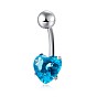 Piercing Jewelry, Brass Cubic Zirconia Navel Ring, Belly Rings, with 304 Stainless Steel Bar, Lead Free & Cadmium Free, Heart