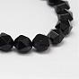Natural Black Onyx Beads Strands, Star Cut Round Beads, Dyed & Heated, Faceted