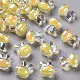 Transparent Acrylic Beads, Bead in Bead, AB Color, Rabbit