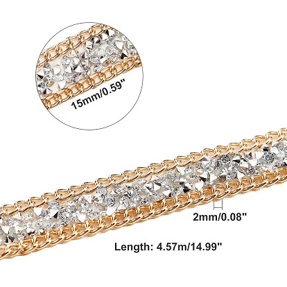 Hotfix Resin Rhinestone Tape, Iron on Patches, with Iron Curb Chain, Rhinestone Trimming, Costume Accessories