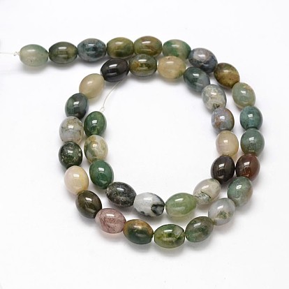 Oval Natural Indian Agate Bead Strands, 10x8mm, Hole: 1mm, about 39pcs/strand, 15.7 inch