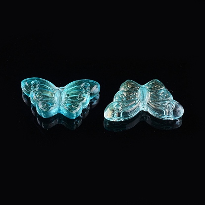 Electroplate Transparent Glass Beads, Mixed Style, Butterfly