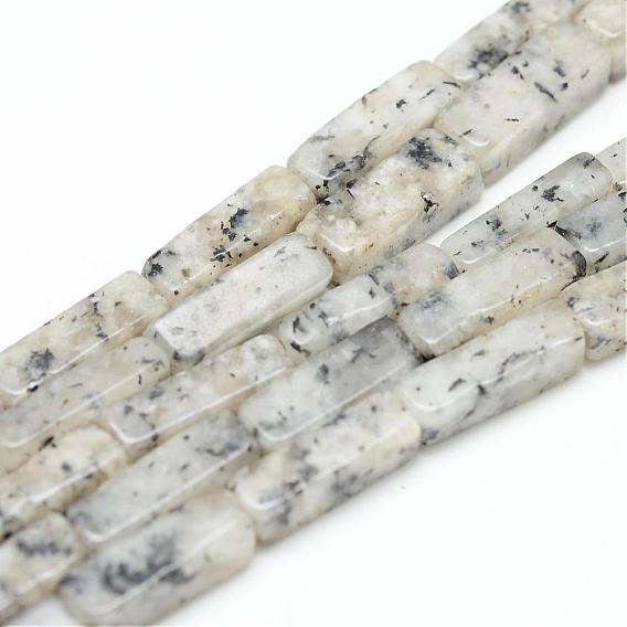 Natural Sesame Jasper/Kiwi Jasper Bead Strands, Cuboid