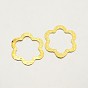 Hammered Brass Flower Linking Rings, 32.5x32.5x1mm