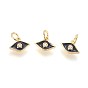 Brass Micro Pave Cubic Zirconia Charms, with Enamel and Jump Ring, Horse Eye, Golden