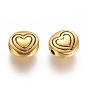 Tibetan Style Alloy Beads, Lead Free & Cadmium Free, Flat Round with Heart