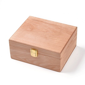 Boîte à bijoux en bois non fini, avec fermoir avant, pour les loisirs artistiques et le stockage à domicile, rectangle