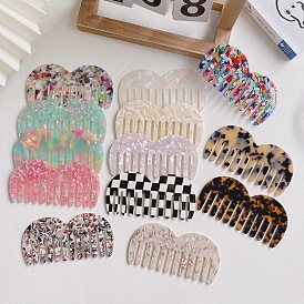 Marble Pattern Hair Comb with Wide Teeth and Anti-Static Head, Portable for European & American Acetate Sheets