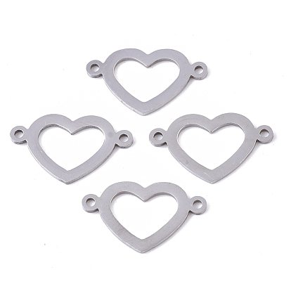 201 Stainless Steel Links Connectors, Laser Cut, Heart