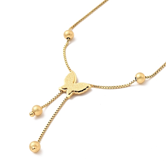 Collier lariat pendentif papillon avec chaînes vénitiennes, placage ionique (ip) 304 bijoux en acier inoxydable pour femmes