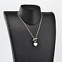 Valentine's Day Heart 304 Stainless Steel Lariat Necklaces, with Textured Cable Chains & Toggle Clasps, 17.1 inch(43.5cm)