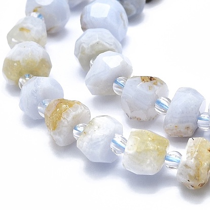 Natural Blue Lace Agate Beads Strands, Faceted, Nuggets