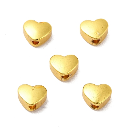 Rack Plating Brass Beads, Long-Lasting Plated, Heart