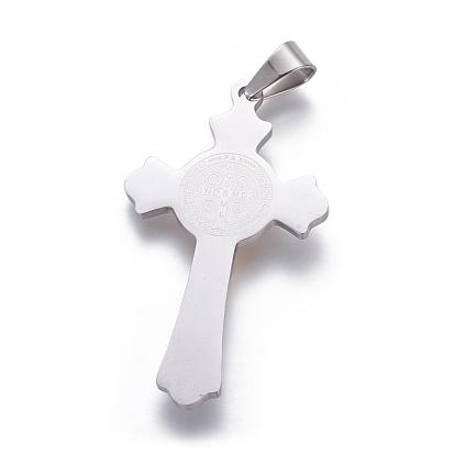 304 Stainless Steel Crucifix Cross Pendants, For Easter, 49.5x28x4.5mm, Hole: 8.5x5mm