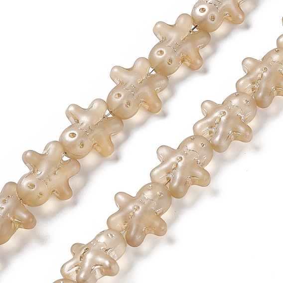 Perles de verre galvanoplastiques plaquées lustre nacré, homme au gingembre, pour noël