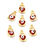 Brass Enamel Charms, Real 18K Gold Plated, Long-Lasting Plated, Lead Free & Cadmium Free, Lock with Evil Eye Charm