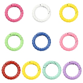 10Pcs Spray Painted Alloy Spring Gate Rings, Twist Rings