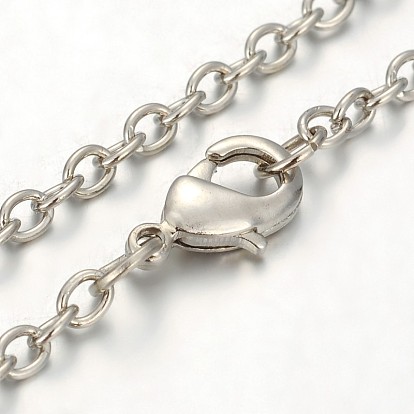 Colliers lariat en alliage de couleur argent plaqué coeur, avec perles nacrées en verre, chaînes de câbles en fer et pinces de homard en alliage de zinc, 20.2 pouce