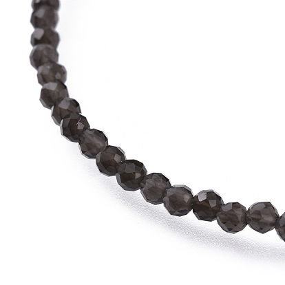 Bracelets de perles de pierres précieuses naturelles, avec 304 pinces de homard en acier inoxydable et chaînes d'extension en laiton, facette