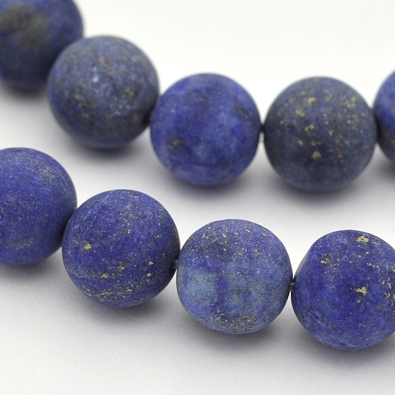 Natural Lapis Lazuli Round Beads Strands, Frosted, Dyed