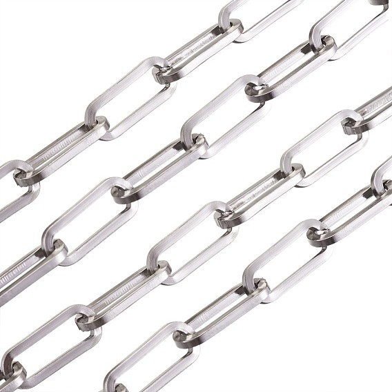 304 chaînes de trombones en acier inoxydable, Ovale Plat, chaînes de câble allongées étirées, avec bobine, non soudée