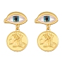 Golden Zinc Alloy Dangle Stud Earrings, Eye with Human