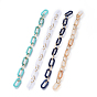 Handmade Acrylic & Aluminium Cable Chains, Imitation Gemstone, Oval, for Jewelry Making, Light Gold