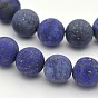 Natural Lapis Lazuli Round Beads Strands, Frosted, Dyed